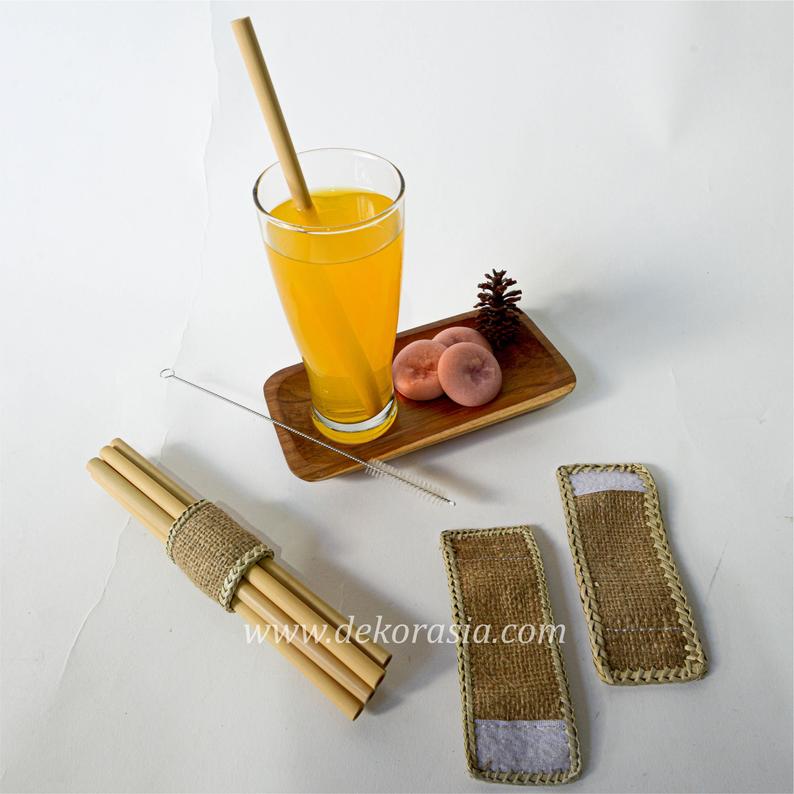 Bamboo Straw Set with Bamboo Napkin Ring Type B